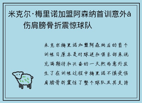 米克尔·梅里诺加盟阿森纳首训意外受伤肩膀骨折震惊球队